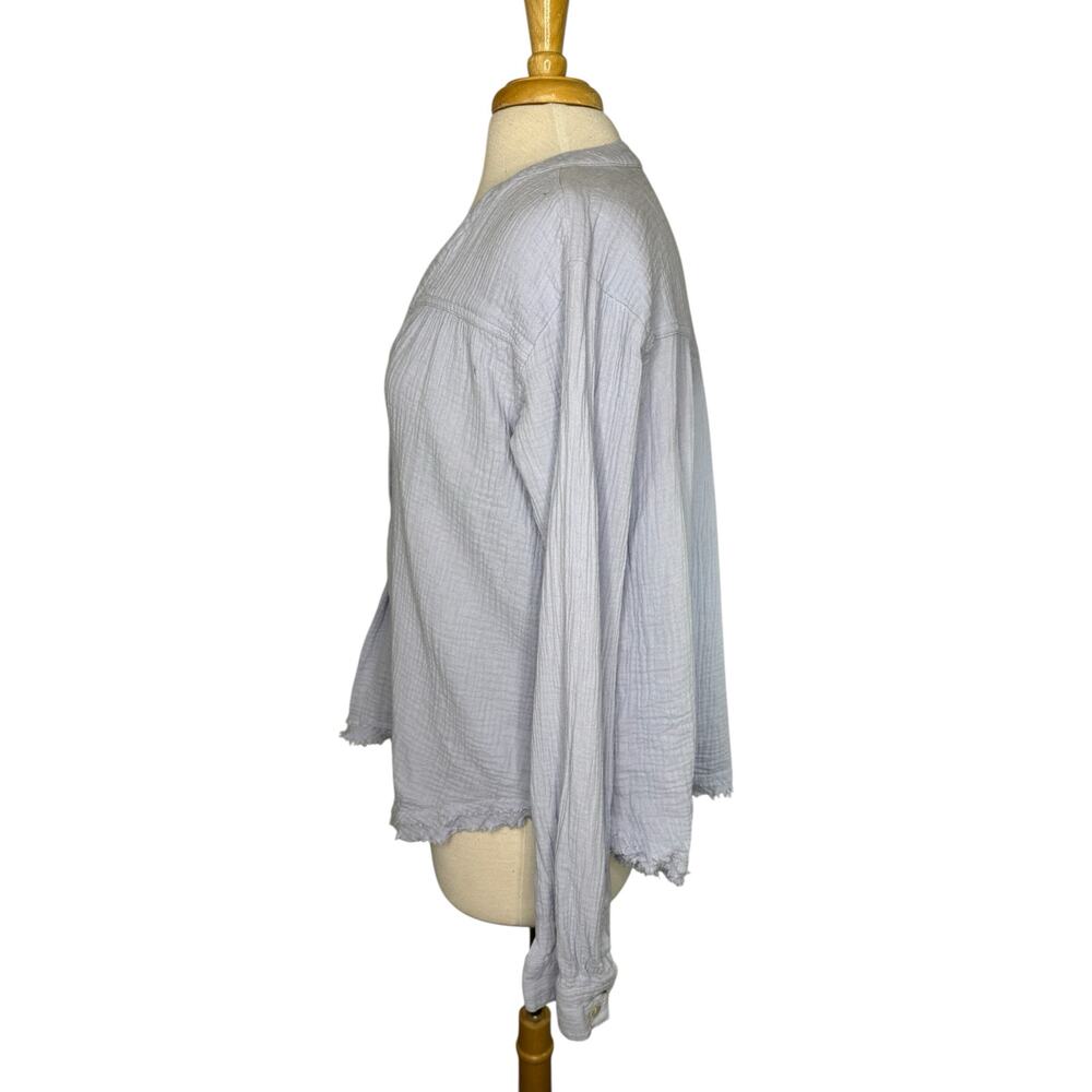 FREE PEOPLE Changing Horizons Pale Blue Gauze Long Sleeve Top Size Small Cotton - Picture 2 of 10